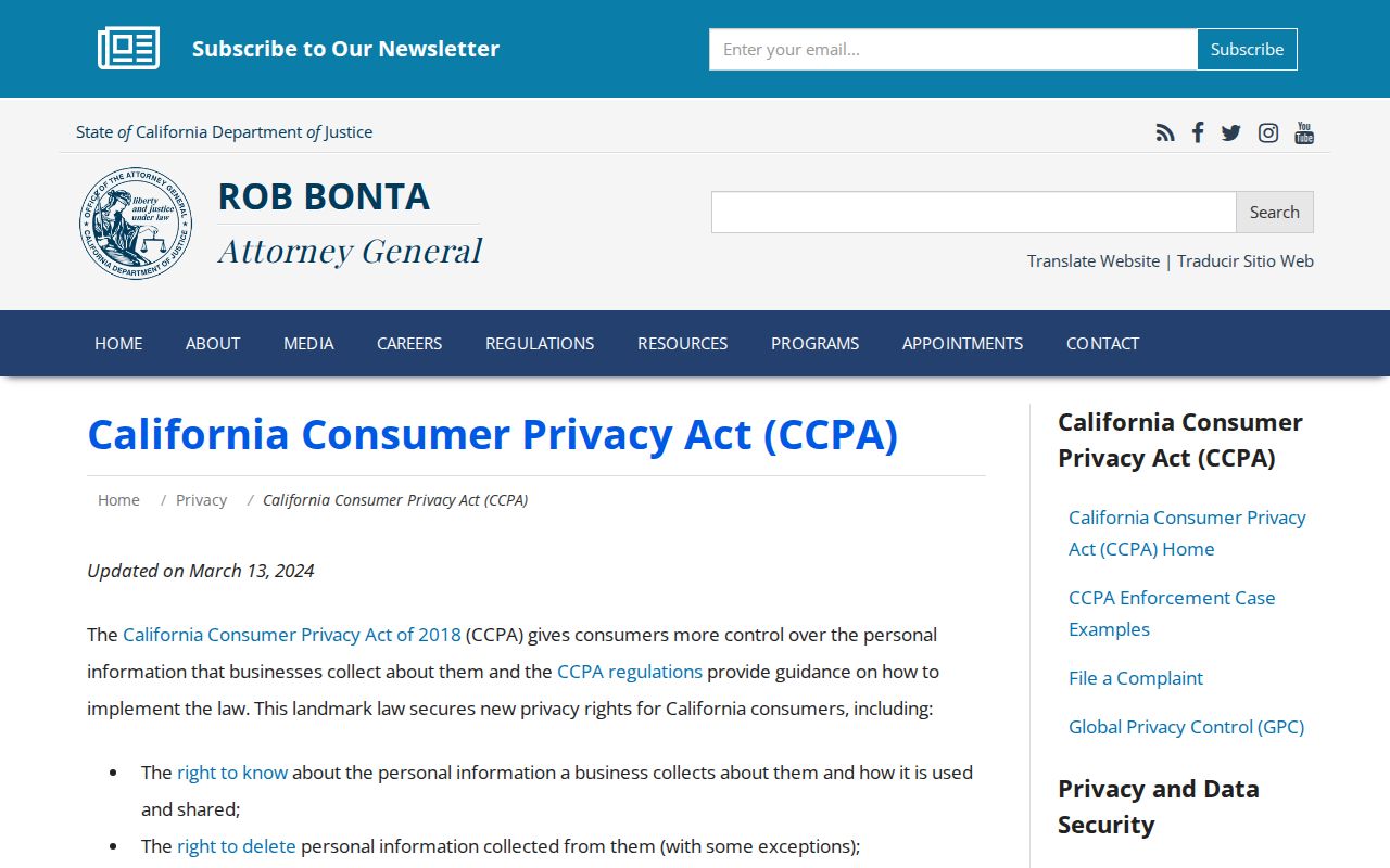 Fairfield residents directory view of California privacy rights