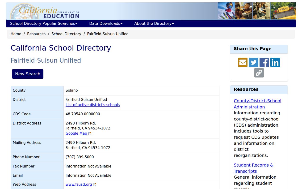 Fairfield neighbors Fairfield-Suisun school directory
