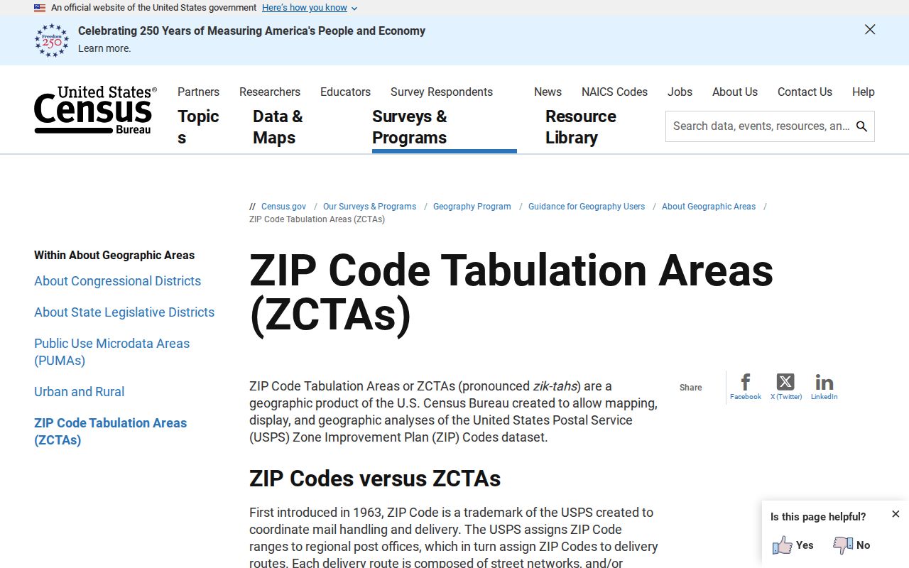 Fairfield ZIP code directory Census ZIP Code Tabulation Area guidance